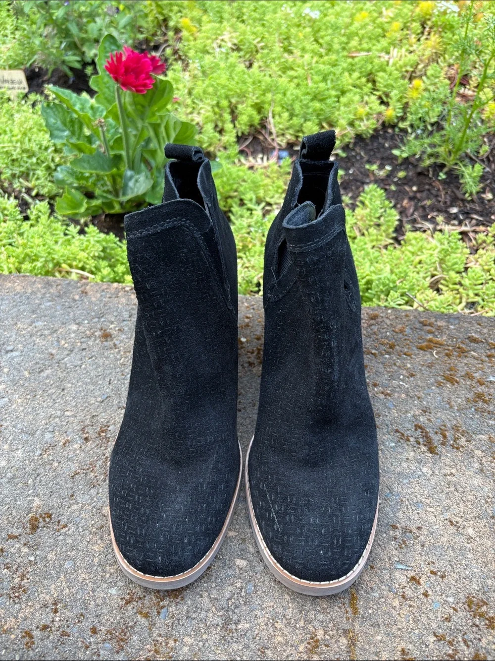 Crown Vintage Black Suede Wedge Ankle Booties